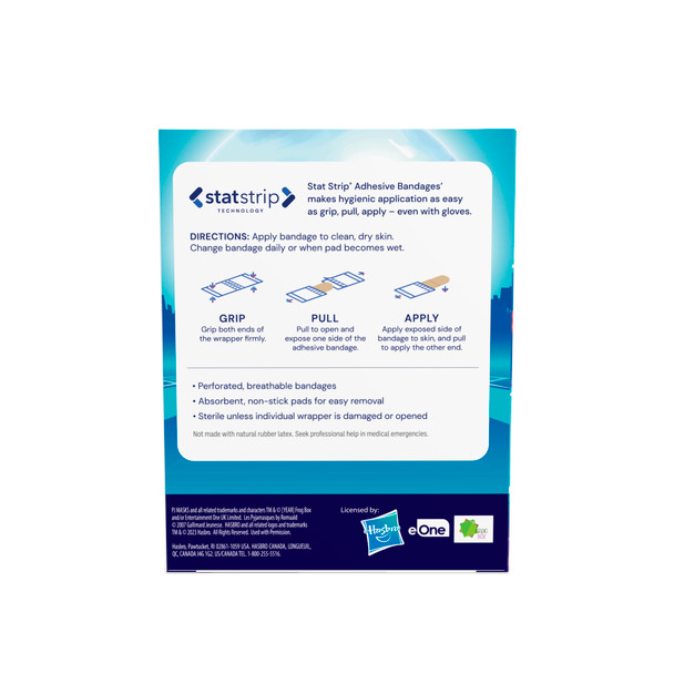 Dukal PJ Masks Stat Strip Adhesive Bandages – 3/4" x 3" Sterile, Latex-Free, Easy-Open Pediatric Care