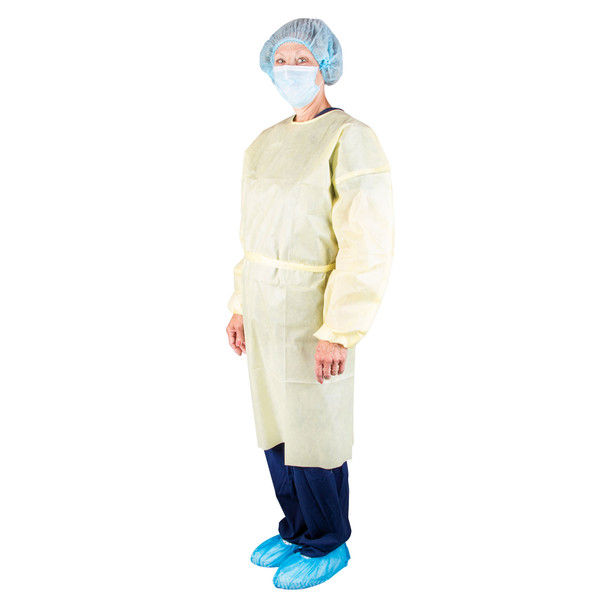 Dukal AAMI Level 1 Isolation Gown – Yellow, Disposable, SMS Material with Thumb Loops (Standard & XL)