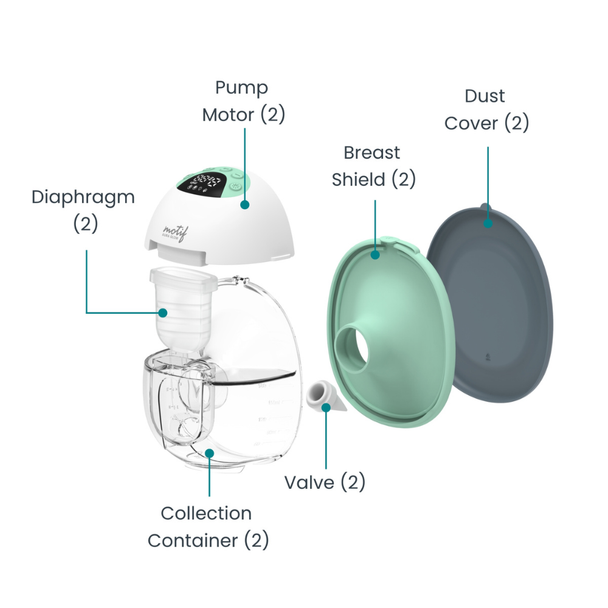 Motif Aura Glow Wearable Breast Pump – Hands-Free Hospital Suction with Nightlight & 4 Pump Modes