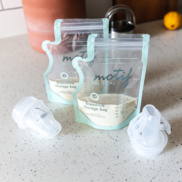 Pump-to-Bag Adapter – Direct-Pump Storage Adapter for Motif Luna, Duo, Twist Breast Pumps, 2-Pack, BPA-Free