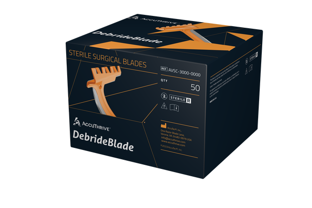 AccuThrive DebrideBlade Wound Care Blade – Stainless Steel, 3 Facet Edge, 0.004 Thickness