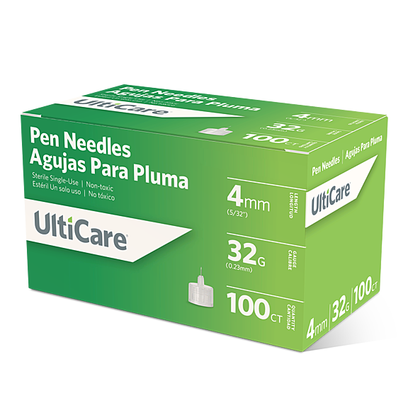 UltiCare Pen Needles 4mm X 32G Micro – Microbonded Silicone Lubrication, Universal Fit for Most Pen Injectors