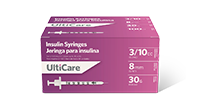 UltiCare U-100 Insulin Syringes 3/10 mL/cc 6mm X 31G – Micro Polished Needle, Silicone Lubrication
