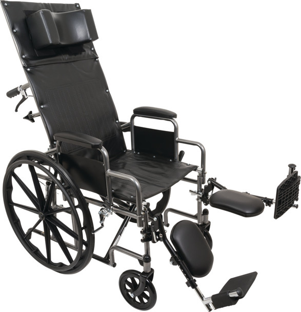 ProBasics Reclining Wheelchair – 20 X 17 in Seat, Removable Desk Arms, Elevating Legrests, 300 lb Capacity