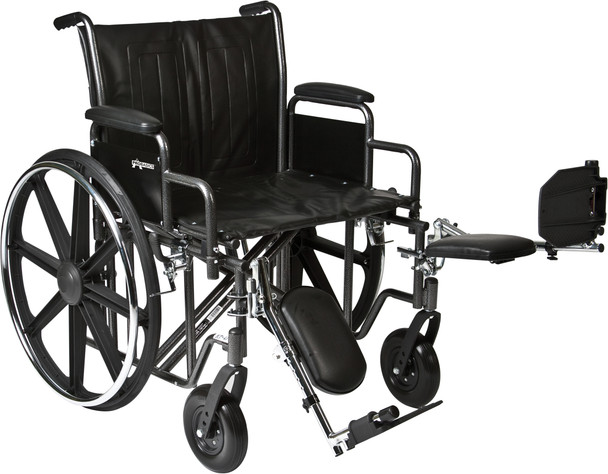 Compass ProBasics K7 Heavy Duty Wheelchair – 24–28 in Seat Width, 450–600 lb Capacity, Silver Vein Steel Frame