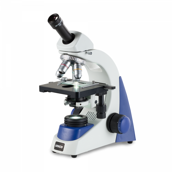 Unico Med/vet Practice Microscope – Monocular Head, Achromat Objectives, LED Illumination, Mechanical Stage
