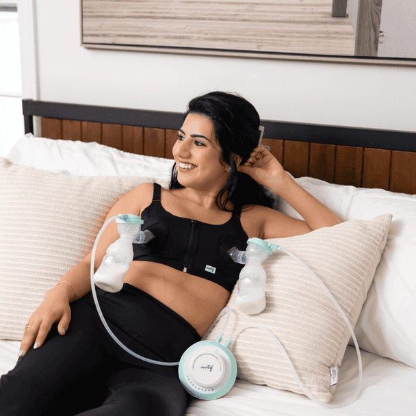 Motif Twist Double Electric Breast Pump – Lightweight, Quiet, Battery or Plug-In, Closed System, Three Shield Sizes