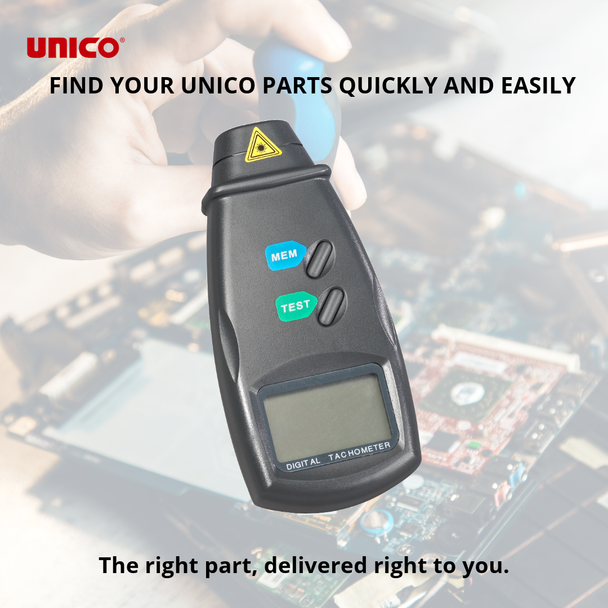 Unico Laser Digital Tachometer with Reflective Tape – Includes Batteries, Storage Case, Compact Design,