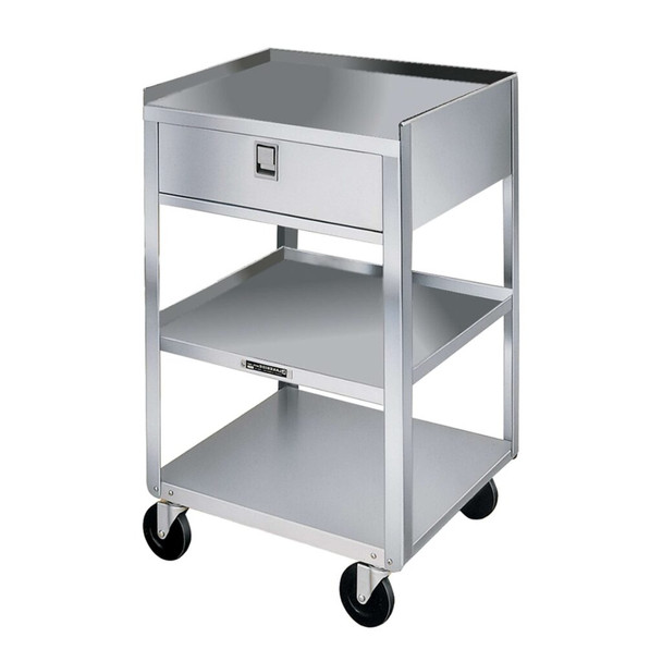 Lakeside Equipment Stand with Drawer – Stainless Steel Construction, Three Storage Shelves, Integrated Drawer