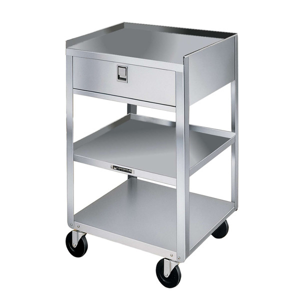 Lakeside Equipment Stand with Drawer – Stainless Steel Construction, Three Storage Shelves, Integrated Drawer