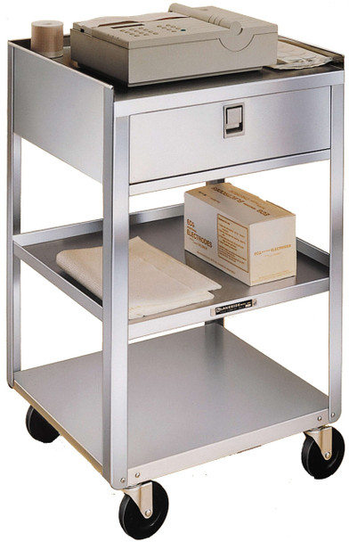 Lakeside Equipment Stand with Drawer – Stainless Steel Construction, Three Storage Shelves, Integrated Drawer