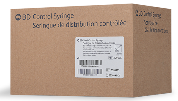 BD Luer-Lok Tip Control Syringe – 10 mL Fill Volume, Sterile Single-Use, Disposable, General Use