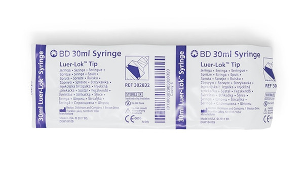 BD Luer-Lok Syringe – 30 mL Fill Volume, Sterile Single-Use, Luer-Lok Tip, Disposable, 224/case