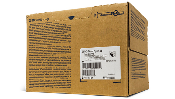 BD Luer-Lok Syringe – 30 mL Fill Volume, Sterile Single-Use, Luer-Lok Tip, Disposable, 224/case