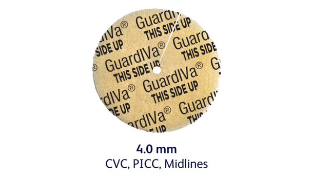 BD Guardiva Antimicrobial Hemostatic IV Dressing – 1 in Diameter, 4 mm Center Hole, Sterile, 10/box