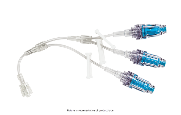 BD MaxPlus Extension Set – Minibore, Trifuse, 3 Clear Needle-Free Connectors, 3 Slide Clamps