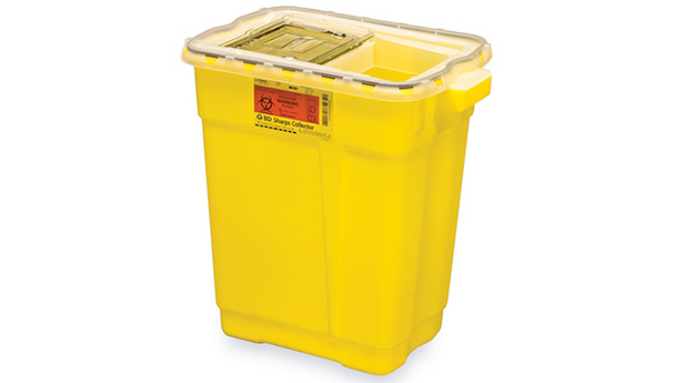 BD Chemotherapy Sharps Container – 9 Gal Capacity, Slide Top with Sealing Gasket, Polypropylene Construction