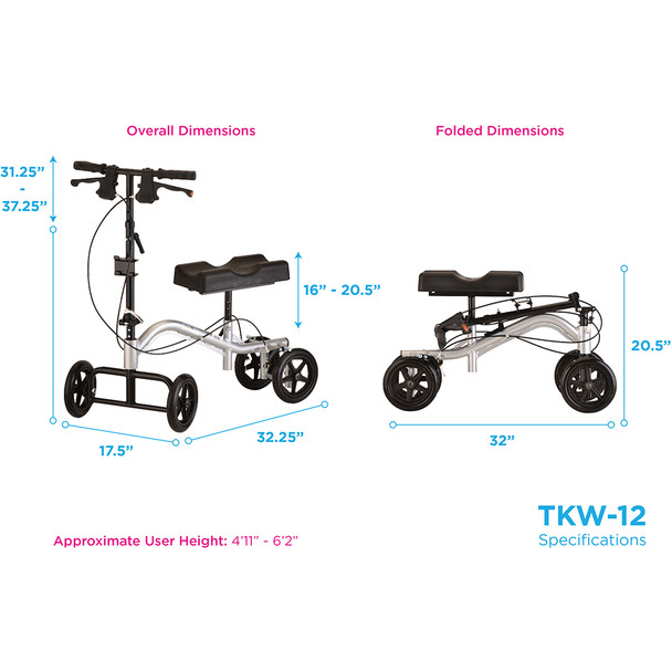 Turning Knee Walker – Foldable, Adjustable & All-Terrain Mobility Aid