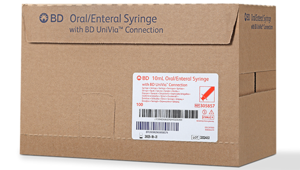 BD Univia Enteral Syringe – 10 mL Fill Volume, Slip Tip, Disposable, 100/Box, Single-Use, Oral Medication
