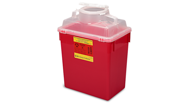 BD Multiuse Nestable Sharps Container – 6 Gal Capacity, Hinge Cap, Red Polypropylene, 12.8 X 8.8 X 17.1 in