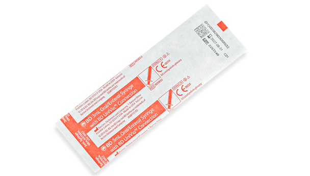 BD Univia Enteral Syringe – 3 mL Fill Volume, Slip Tip, Disposable, 100/box Packaging, Single-Use Design