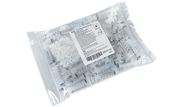 BD 5 mL Clear Oral Syringe – Slip Tip, Disposable, Single-Use, 100/Box, For Oral Medication and Enteral