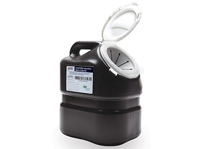 BD RCRA Hazardous Waste Container – 3 Gal Capacity, Hinge Cap, Black Polypropylene, Locking Lid