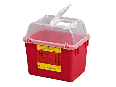 BD Recykleen Multiuse Nestable Sharps Container – 8 Qt Capacity, Hinge Cap, Red, Polypropylene Material