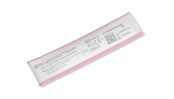 BD Safetyglide Needle – 18 g x 1.5 in, Shielding Mechanism, 50/box, 500/case, Sterile, Single Use