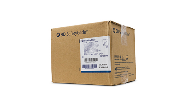 BD Safetyglide Needle with 3 mL Syringe – 23 g X 1 in., Shielding Mechanism, 50/box, 400/case