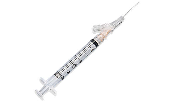 BD Safetyglide Needle 25 g X 1 in. with 3 mL Syringe – Shielding Mechanism, Single-Use Disposable, 50/box