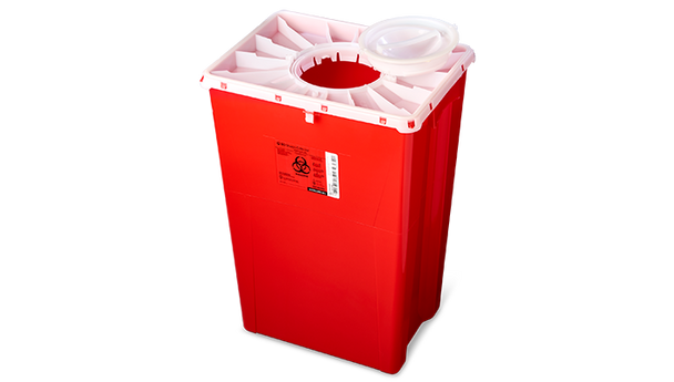 BD PGII Sharps Container – 18 Gal Capacity, Duo Port Access Lid, Red Polypropylene, Locking Vertical Entry
