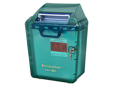 BD Recykleen Sharps Container Locking Wall Cabinet – 2/3 Gal Capacity, Brown Plastic, Integrated Lock