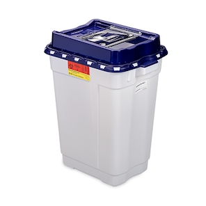 BD Recykleen Sharps Container Foot-Operated Trolley – 19 Gal Capacity, Granite Plastic, Hands-Free Disposal