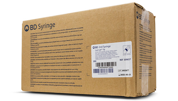 BD 3 mL Luer-Lok Syringe – Sterile, Single-Use, General Use, 800/Case, Disposable, 3 mL Fill Volume