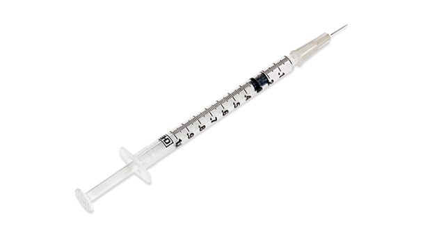 BD Tuberculin Syringe with Detachable 27 g X 3/8 in. Needle – 1 mL Capacity, Sterile Single-Use, Luer Slip Tip