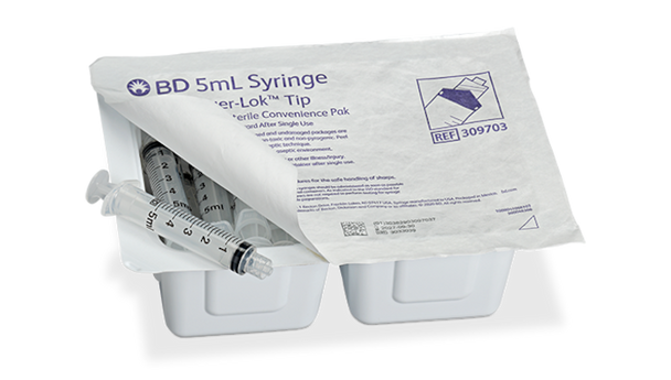 BD Luer-Lok Syringe Pharmacy Convenience Pak – 5 mL Fill Volume, Sterile Single-Use, 300/case