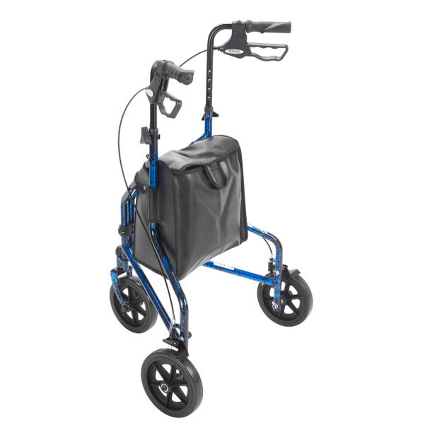 Deluxe 3-Wheel Aluminum Rollator – Lightweight, Foldable, 7.5" Casters, Compact & Adjustable Handles