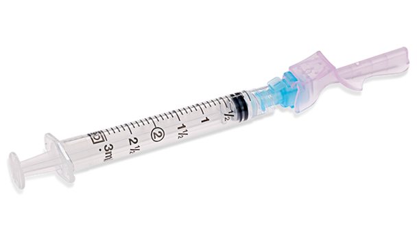 BD Eclipse Needle 23 g X 1/2 in. with Detachable 3 mL Luer-Lok Syringe – Hinged Safety Technology