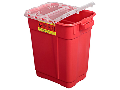 BD Large and Extra Large Sharps Container – 9 Gal Capacity, Hinge Top with Gasket, Red, Secure Disposal