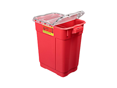 BD Large and Extra Large Sharps Container – 9 Gal Capacity, Hinge Top, Red Polypropylene, 17.7 × 12 × 18.6 in