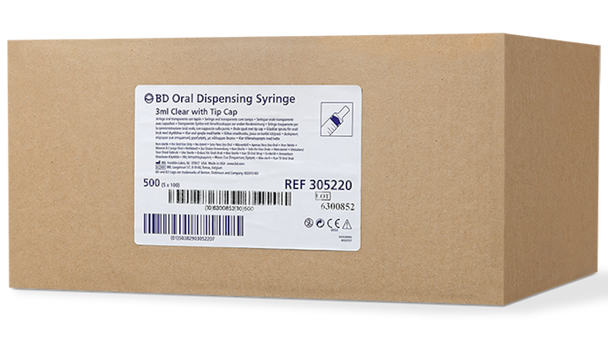 BD Clear Oral Syringe – 3 mL Fill Volume, Slip Tip, Disposable, Single-Use, 100/Box, For Oral Medication