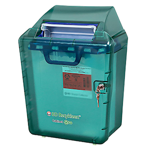 BD Patient Room Sharps Container – 3 Gal Capacity, Counterbalanced Door, Red Polypropylene Construction