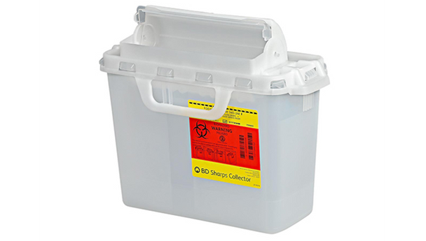 BD Patient Room Sharps Container – 2 Gal Capacity, Counterbalanced Door, Locking Lid, Polypropylene