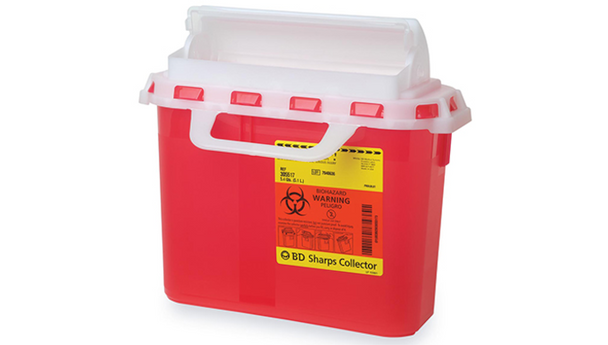 BD Patient Room Sharps Container – 5.4 Qt Capacity, Counterbalanced Door, Polypropylene Construction