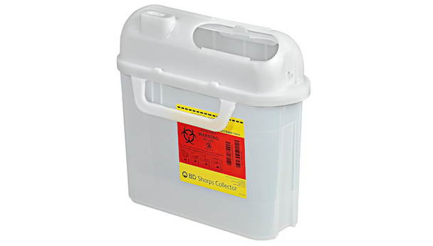 BD Patient Room Sharps Container – 5.4 Qt Capacity, Counterbalanced Door, Pearl, Polypropylene Construction