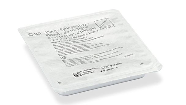 BD Allergy Syringe with Permanently Attached 27G X 1/2 in. Needle – 0.5 mL Capacity, Clear Hub, Regular Wall