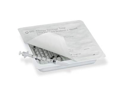 BD Allergy Syringe with Permanently Attached 27G X 1/2 in. Needle – 0.5 mL Capacity, Clear Hub, Regular Wall