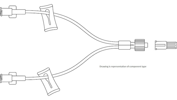 BD Q-Syte Needle-Free Connector with 15 cm Small Bore Bi-Extension Set – Spin Male Luer Lock