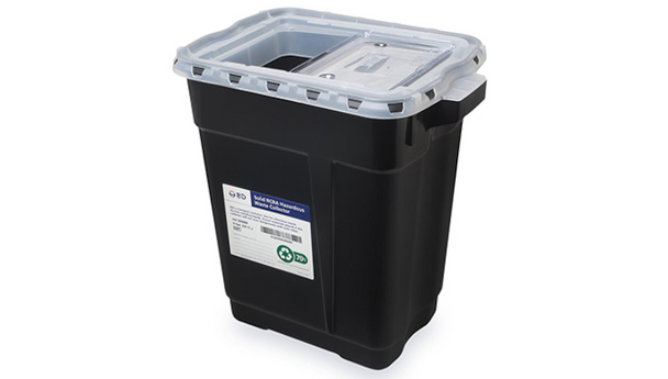 BD Recykleen RCRA Hazardous Waste Container – 9 Gal Capacity, Slide Top with Gasket, Black Polypropylene